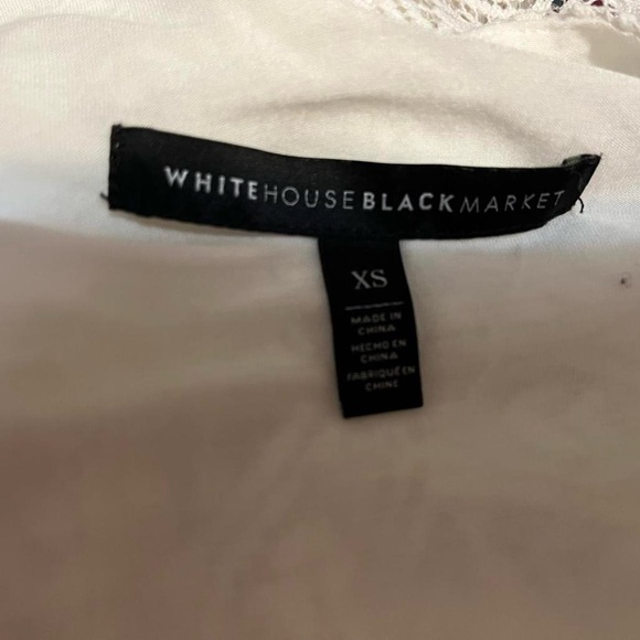 White House Black Market Cream Lace Cold-Shoulder V-Neck Top - Picture 8 of 8